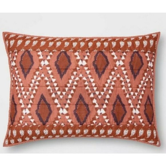 Standard Global Paisley Pieced Sham Rust Red Opalh - Picture 1 of 9